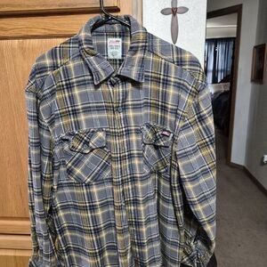 Dickies Yellow and Gray Plaid Button-Up Shirt